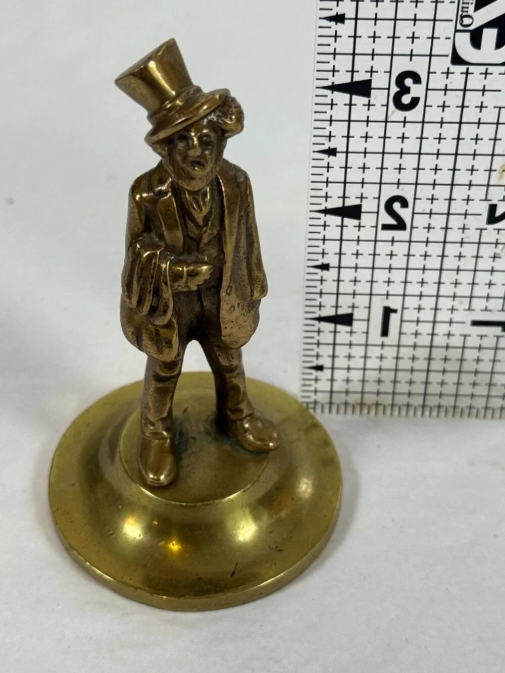 Vintage Brass Gentleman Figurine Top Hat Decor Statue Dickens? Trinket Shelf